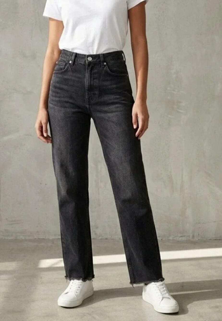 Everlane The Way High Jean High Rise Straight Leg Cotton Washed Black 27